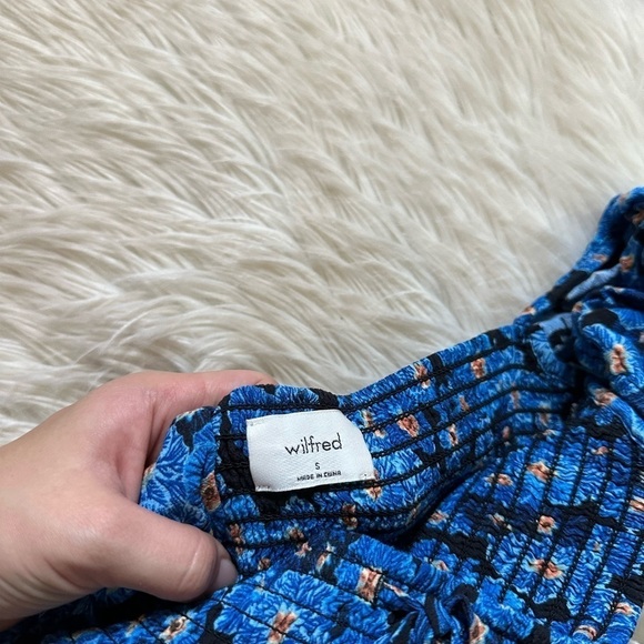 ARITZIA Wilfred Smocked Blouse In Baltic Sea